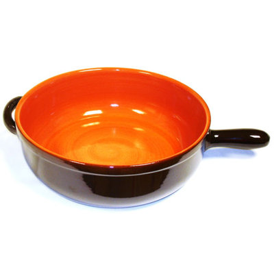 Piral Terracotta 6 Quart Deep Skillet / Sauce Pan in Brown - Heat Diffuser: ...