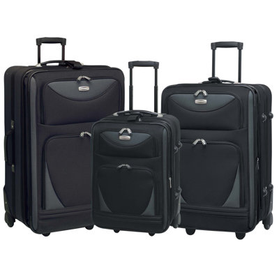 Travelers Club Skyview II 3 Piece Expandable Rolling Luggage Set - Color: Black at Sears.com