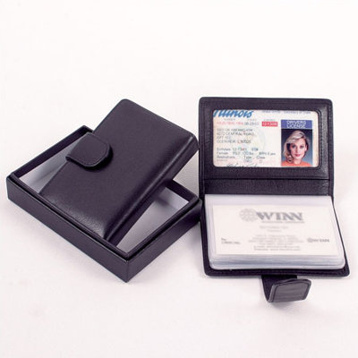 Winn International Black Cowhide Nappa Leather Mini Business Card Holder II - Color: Black at Sears.com