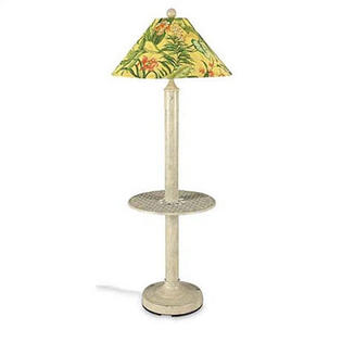Patio Living Concept Catalina Outdoor Floor Lamp with Attached Tray Table and Sunbrella Shade - Shade Color: Lacquer, Lamp Finish: White Patio Living Concept Catalina Outdoor Floor Lamp with Attached Tray Table and Sunbrella Shade - Shade Color: Lacquer, Lamp Finish: White
