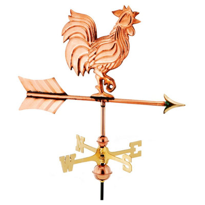Cottage Weathervane Rooster Finish: Blue Verde, Mount: Roof Mount