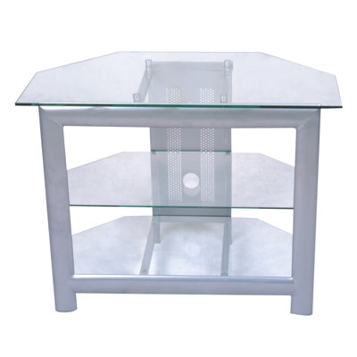 Home Source 32'' Corner TV Stand in Clear Glass