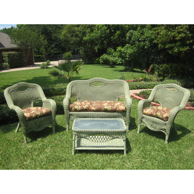 Tufted Seating Group Cushions - Set Of 3 - Fabric: Titus Terrace Apple