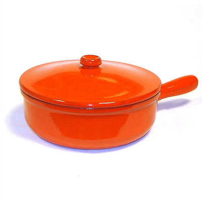 Piral Terracotta Saucier with Lid - Heat Diffuser: None  Color: Orange  Size: 1.5-qt.