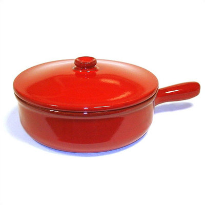 Piral Terracotta Saucier with Lid - Heat Diffuser: Heat Diffuser  Color: Red  Size: 3.5-qt.