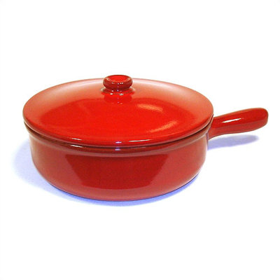 Piral Terracotta Saucier with Lid - Heat Diffuser: None  Color: Red  Size: 1.5-qt.