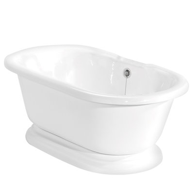 American Bath Factory Beacon Hill AcraStone Double Ended Bath Tub with No Faucet Holes in White - Accessory Finish: Chrome at Sears.com