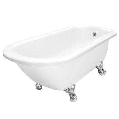 American Bath Factory Maverick AcraStone Traditional Bath Tub with No Faucet Holes in White - Finish: Satin Nickel at Sears.com
