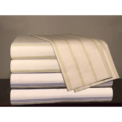 Pointehaven 300 Thread Count Printed Stripe Sateen Sheet Set - Size: Full, Color: Sage Stripe at Sears.com