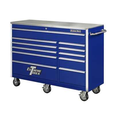 Extreme Tools 56'' 11 Drawer Professional Roller Cabinet in Blue