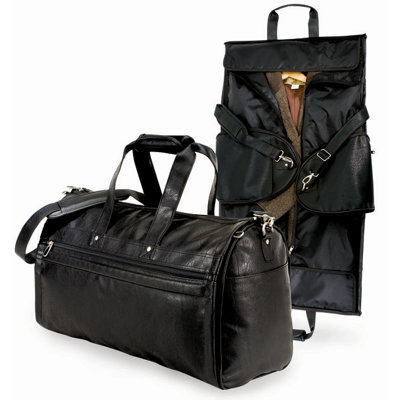 U.S. Traveler Koskin Leather 2-in-1 Carry-On Garment Duffel Bag in Black at Sears.com