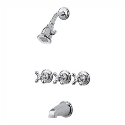 Price Pfister Three-Cross Handle Shower and Tub Trim in Polished Chrome - Handles: Porcelain Cross at Sears.com