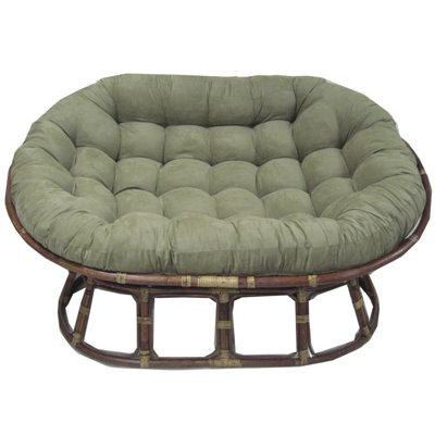 International Caravan Rattan Double Papasan Chair with Micro Suede Cushion - Fabric: Hunter Green at Sears.com