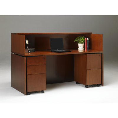 Mayline Stella Reception Station with Pedestals in Toffee - Pedestal Type: Two Box/Box/File at Sears.com