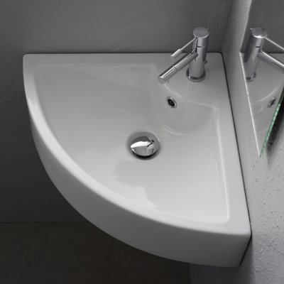 Scarabeo by Nameeks Square Wall Mounted Corner Bathroom Sink in White at Sears.com