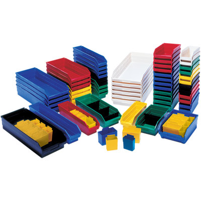 Quantum Economy Shelf Bin (4" H x 4 1/8" W x 23 5/8" D) - Color: Yellow (Set of 16) at Sears.com