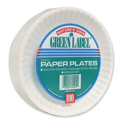AJM PACKAGING CORP. Paper Plates, Green Label, 6" Plate, 1000/CT, White at Sears.com