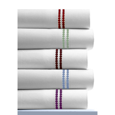 Tribeca Living Dot Embroidered 400 Thread Count Cotton Deep Pocket Sheet Set - Color: Chocolate, Size: Queen at Sears.com