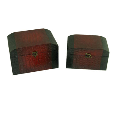 Keystone Intertrade Inc. Leather Jewelry Box with Crocodile Design in Distressed Red (Set of 2) at Sears.com