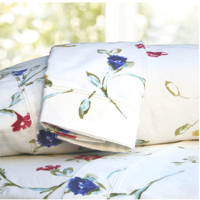 Tribeca Living Floral Garden Printed Extra Deep Pocket Flannel Sheet Set - Size: California King at Sears.com