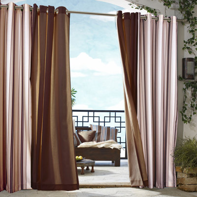 Commonwealth Home Fashions Outdoor D�cor Gazebo Outdoor Stripe Grommet Top Curtain Panel in Khaki - Size: 84" H x 50" W at Sears.com