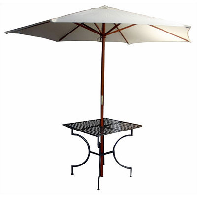 Pangaea Folding Easy to Assemble Iron Square Dining Table with 2" Umbrella Holder - Finish: Black at Sears.com