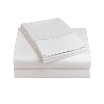 Wildon Home 600 Thread Count Woven Damask Stripe Sheet Set - Size: Queen, Color: White at Sears.com