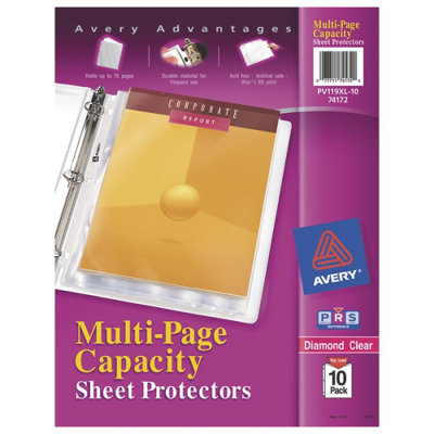 AVERY-DENNISON Sheet Protectors, Top Load, 11"x8-1/2", 10/PK, Diamond Clear at Sears.com