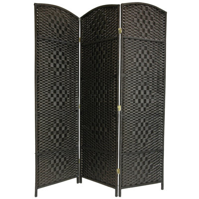 Oriental Furniture 6 Feet Tall Diamond Weave Fiber Room Divider in Black - Number of Panels: 4 at Sears.com