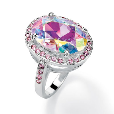 Palm Beach Jewelry Sterling Silver Aurora Borealis and Pink Cubic Zirconia Ring - Size: 8 at Sears.com