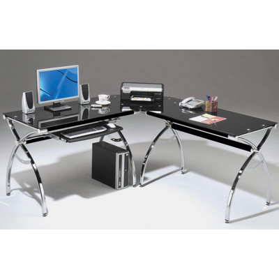 Techni Mobili L-Shaped Glass Computer Desk with Chrome Frame at Sears.com