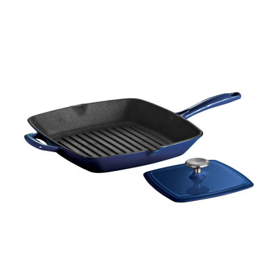 Tramontina Gourmet Enameled Cast Iron 11 in Grill Pan with Press Gradated - Finish: Gradated Cobalt