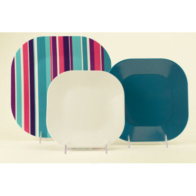 Qsquared Siena 12 Piece Dinnerware Set 10 Color: Grenadine