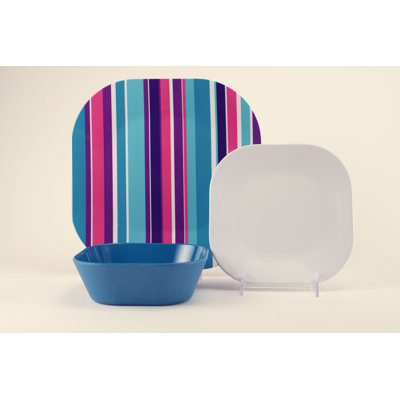 Qsquared Siena 12 Piece Dinnerware Set 12 Color: Grenadine
