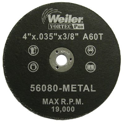 Weiler - Vortec Pro Small Type 1 Reinforced Wheels 4" X 1/16"  A60T  3/8" Ah: 804-56088 - 4" x 1/16"  a60t  3/8" ah (Set of 10) at Sears.com