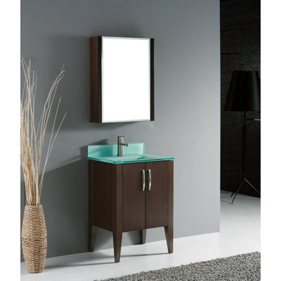 Madeli Caserta 24" Bathroom Vanity Set in Walnut with Glass Top - Glass Top Finish: Royal Brown at Sears.com