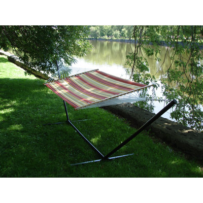 Quilted Fabric Double Hammock  Color: Walnut