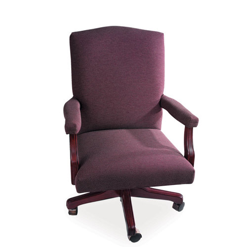 La-Z-Boy Presidential Mid-Back Office Chair with Arms - Upholstery: Rio - Black Gloss (Vinyl), Finish: Golden Maple La-Z-Boy Presidential Mid-Back Office Chair with Arms - Upholstery: Rio - Black Gloss (Vinyl), Finish: Golden Maple