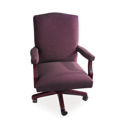 La-Z-Boy Presidential Mid-Back Office Chair with Arms - Upholstery: Rio - Black Gloss (Vinyl), Finish: Amber Cherry La-Z-Boy Presidential Mid-Back Office Chair with Arms - Upholstery: Rio - Black Gloss (Vinyl), Finish: Amber Cherry