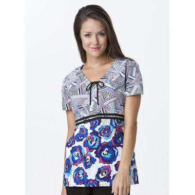 WonderWink Banded Waist Tie Front Top - Size: Large, Color: Candy Combo at Sears.com