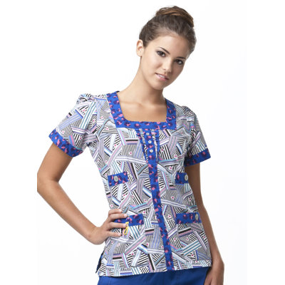 WonderWink Tee with Print Top - Size: Small, Color: Paisley Splash at Sears.com