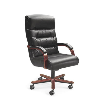 La-Z-Boy Horizon High-Back Office Chair with Arms - Finish: Honey Maple, Upholstery: Cashmere - Acorn, Casters: Standard La-Z-Boy Horizon High-Back Office Chair with Arms - Finish: Honey Maple, Upholstery: Cashmere - Acorn, Casters: Standard