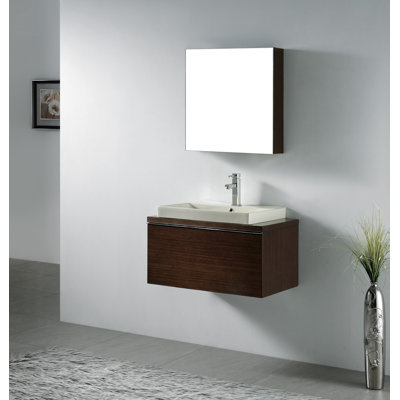 Madeli Venasca 30" Wall Mount Bathroom Vanity Set in Walnut - Finish and Overflow: Biscuit Ceramic with Overflow at Sears.com