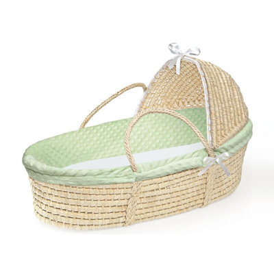 Badger Basket Natural Hooded Moses Basket with Sage Green Dot Bedding at Sears.com