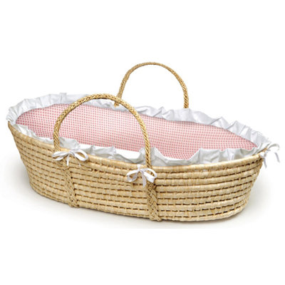 Badger Basket Natural Moses Basket with Pink Gingham Bedding (No hood) at Sears.com