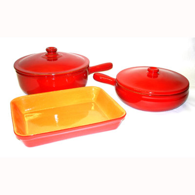 Piral Terracotta 5-Piece Cookware Set - Heat Diffuser: No  Color: Red