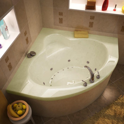 Spa Escapes Trinidad 60x60x23" Corner Air & Whirlpool Jetted Bathtub -Finish:Biscuit, Trim Finish:Polished Chrome, Pump Location:Left at Sears.com