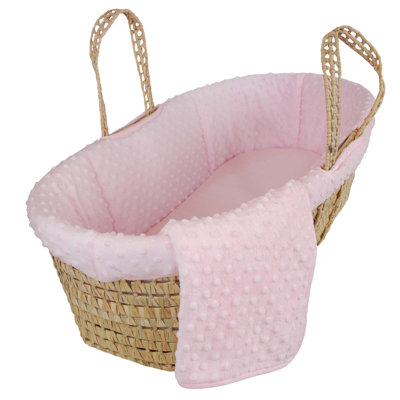 Sleeping Partners Tadpoles Dimple Velour Moses Basket Set in Pink at Sears.com