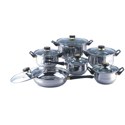 Gourmet Chef Aluminum 12-Piece Cookware Set - Lid Material: Clear Glass at Sears.com
