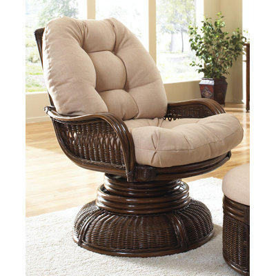 Hospitality Rattan Legacy Swivel Rocking Chair with Cushion - Fabric: Rave Brick at Sears.com